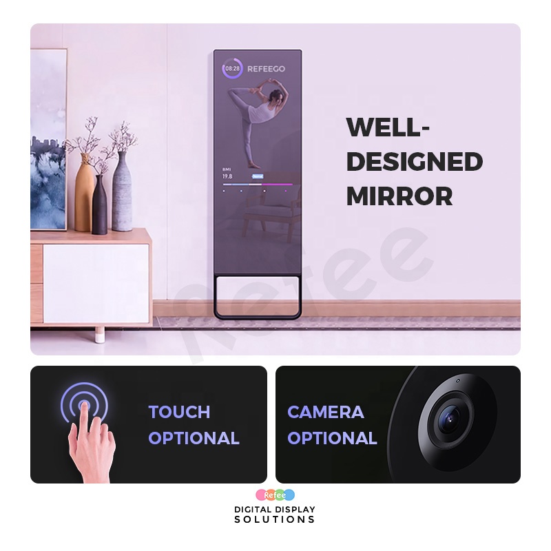 Home smart android exercise fitness mirror touch screen huge interactive gym workout