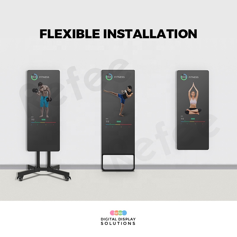 Home smart android exercise fitness mirror touch screen huge interactive gym workout