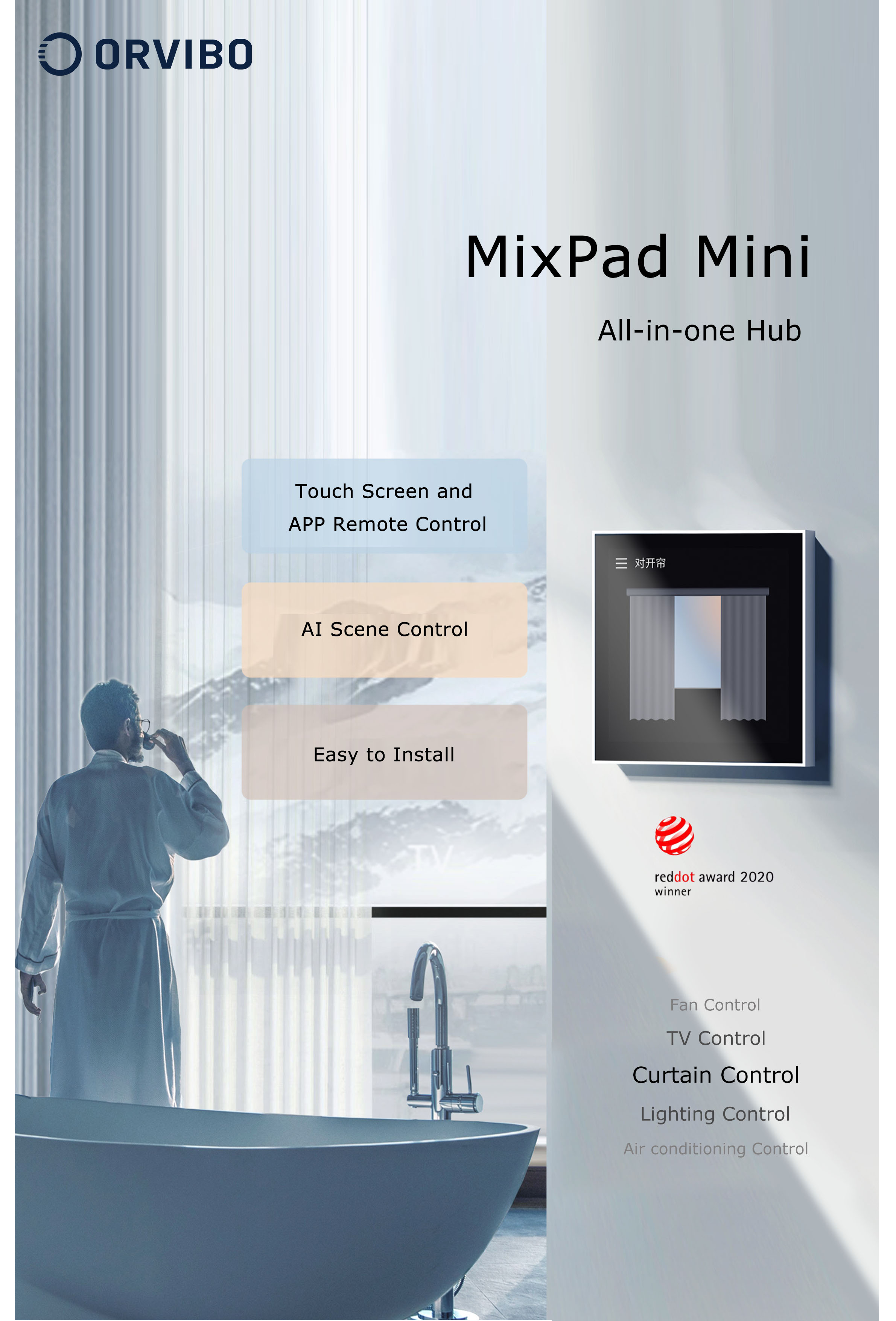 MixPad Mini zigbee/wifi/BT gateway orvibo smart home device with touch screen panel