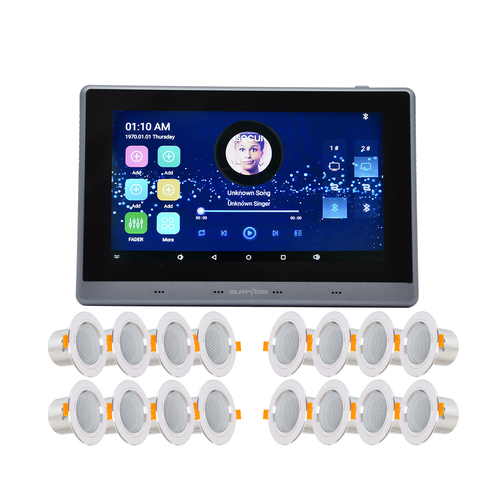 Multi Room Control Touch Screen WiFi Audio Panel In Wall Amplifier Smart Home Sound System With 16 P