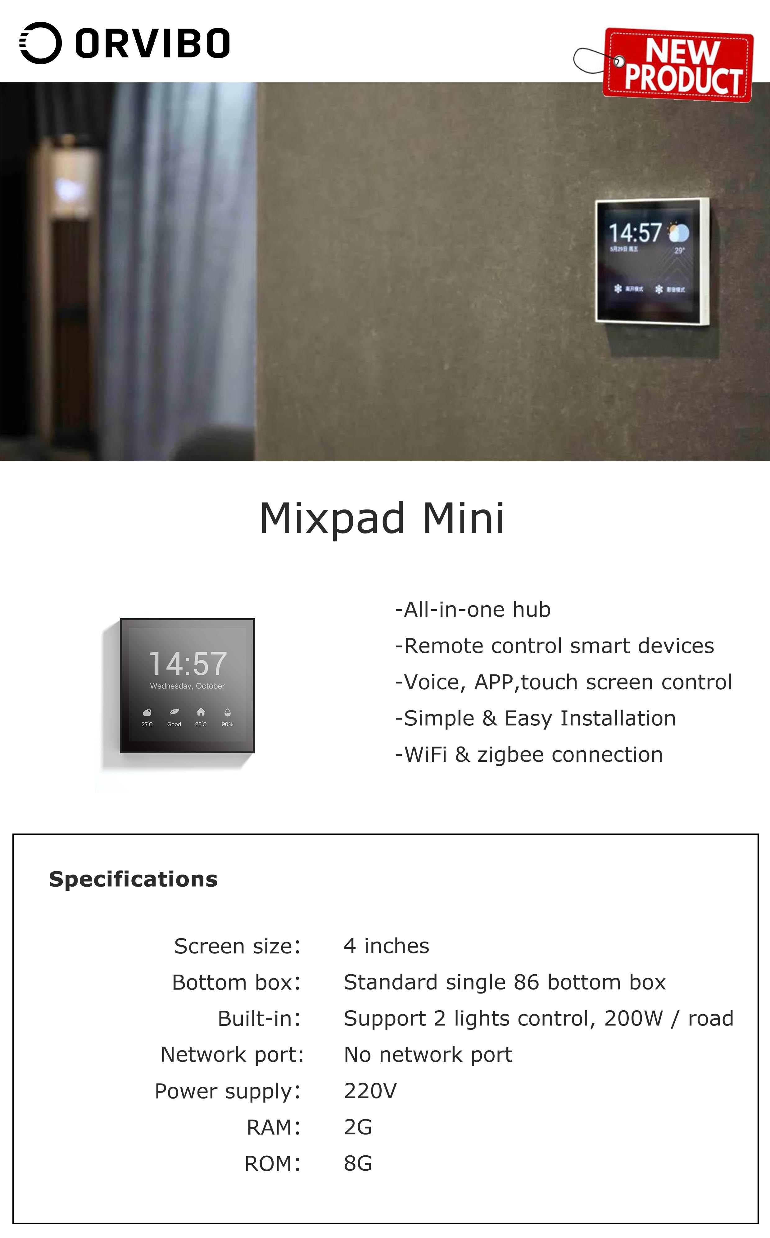 ORVIBO MixPad Mini touch panel hub wifi blue-tooth smart home Super gateway zigbee with screen