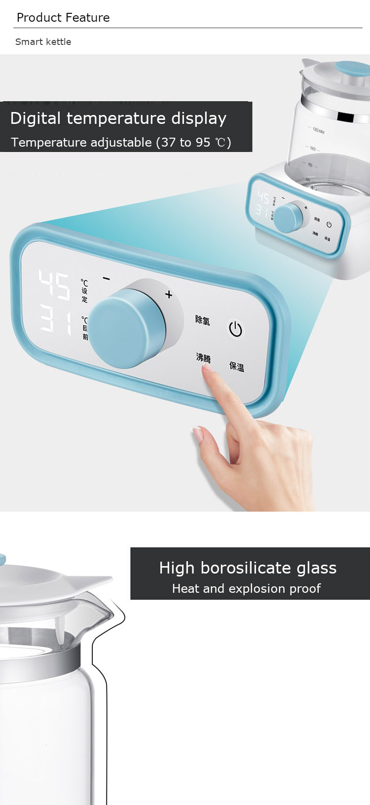 Temperature control portable glass kitchen applian
