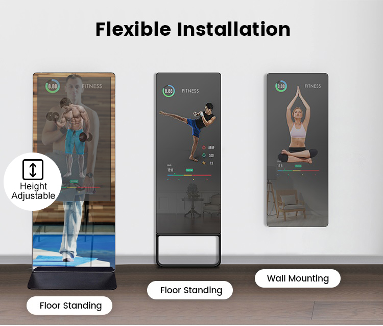 43inch Android Smart Home Magic GYM Workout Fitness mirror with LCD Touch Screen Advertising Display
