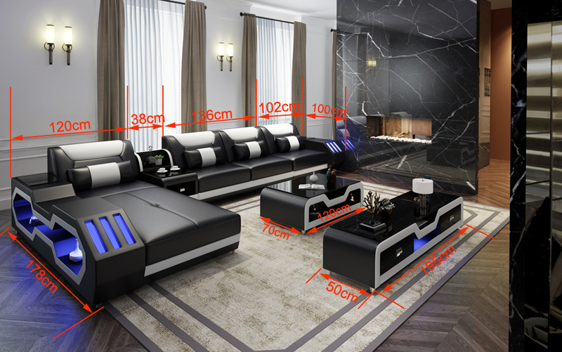Smart home design livingroom leather sofa furniture high quality living room sofa