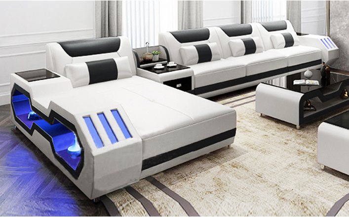 Smart home design livingroom leather sofa furniture high quality living room sofa