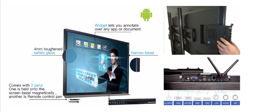 60 Inch Smart Education And Business Touch Screen 4K Interactive Flat Panel With Stand smart home to