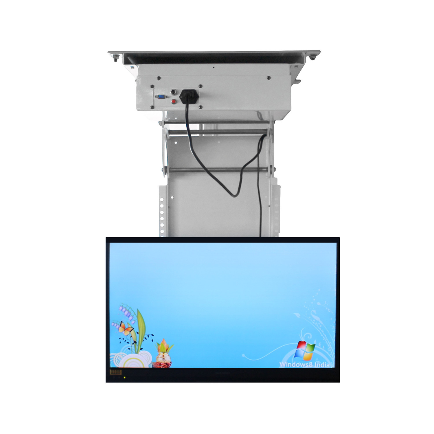 Real Factory 32-75inch Smart Automatic Motorized Flip down TV lift LCD TV stand remote control for H