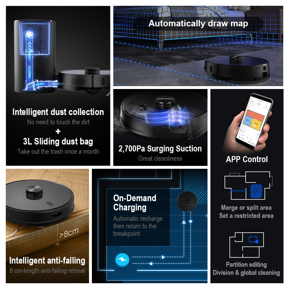 Lydsto R1 Autonomous Robot Vacuum Cleaner LDS Navigation 50000rpm Powerful Smart Suction Robot Vacuu