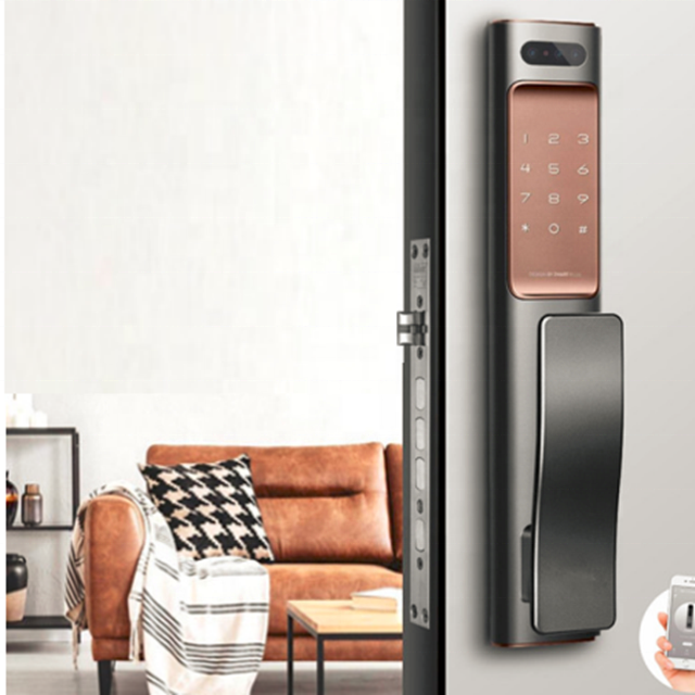 High Security Aluminum Alloy Black Built-in Camera Tuya App Control Fingerprint Smart lock digital l