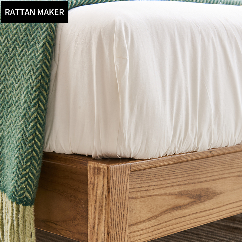 Home Furniture Factory Direct Modern Bedroom Furniture rattan wooden Double Bed