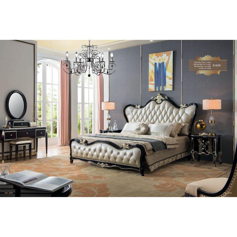 European furniture bedroom sets luxury king size Genuine leather bed Set hot sale fashion Style bedr