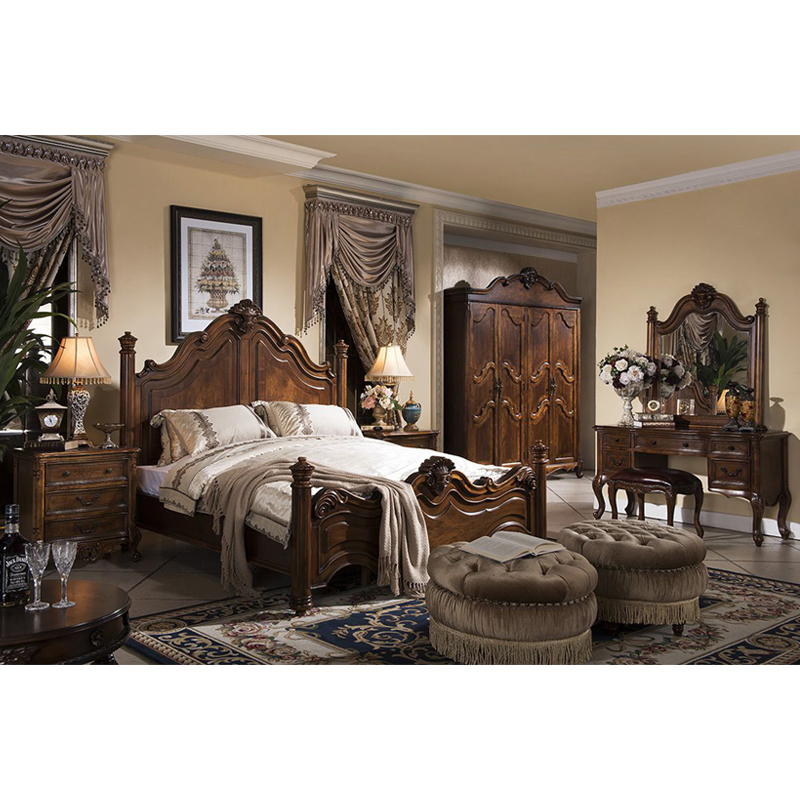 Europe fashion wooden bedroom set antique home furniture GH05