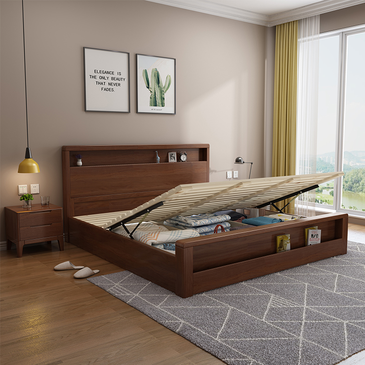 Nordic Modern Style Trundle Platform Bed With Stor