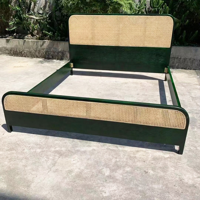 Chic Ashwood Cane Rattan King Queen Bed Frame