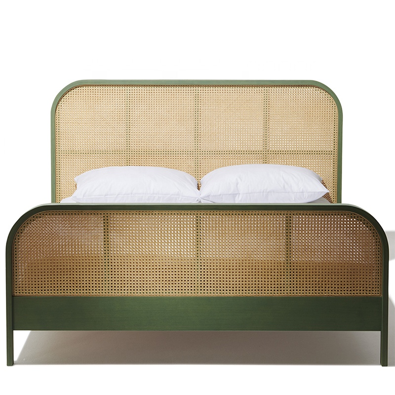 Chic Ashwood Cane Rattan King Queen Bed Frame