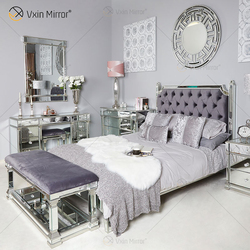 Vxin Antique mirror bed Furniture   WXWF-1082 king bed Grace Champagne silver frame mirrored bedroom