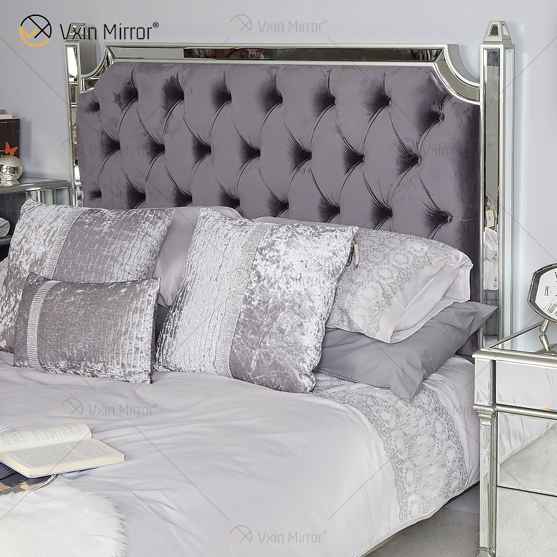 Vxin Antique mirror bed Furniture   WXWF-1082 king bed Grace Champagne silver frame mirrored bedroom