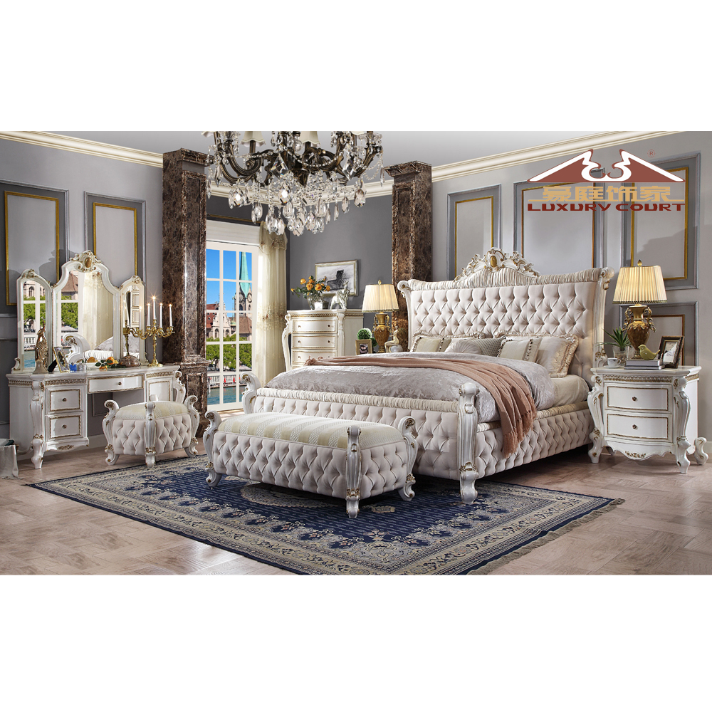 Longhao Luxury Leather Bed Modern Home/Hotel Bedroom Furniture Designs Customized Soft leather Headb