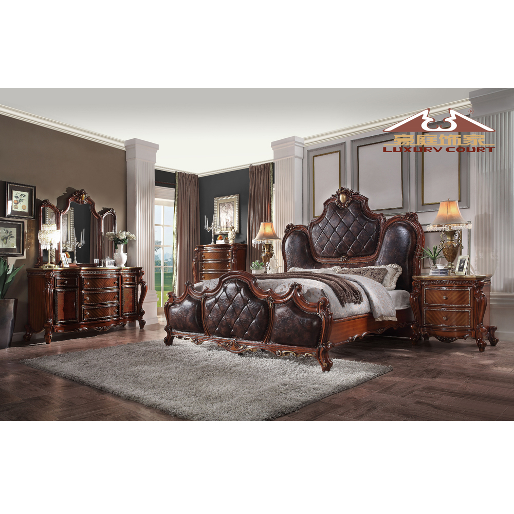 Longhao Luxury Leather Bed Modern Home/Hotel Bedroom Furniture Designs Customized Soft leather Headb
