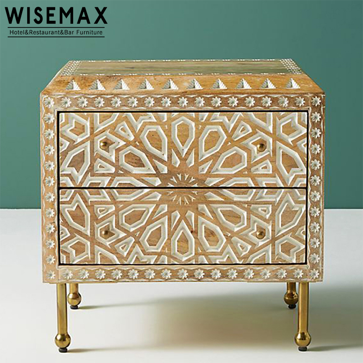 French Style Antique Wooden Crave Bed Design Hotel