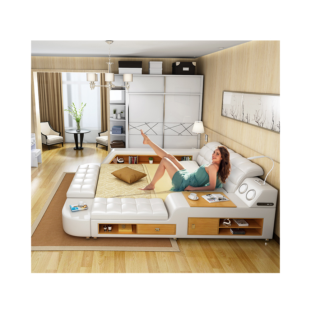 Modern Bedroom Storage Leather Bed Multifunction M