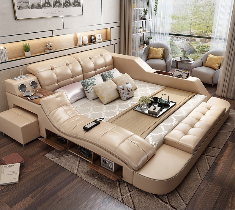 Customizable multifunction storage bed with massag