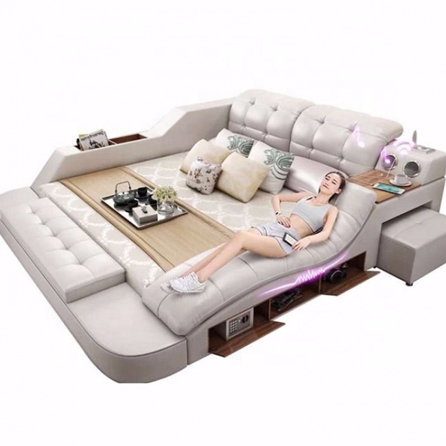 Customizable multifunction storage bed with massag