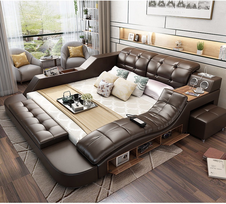 Customizable multifunction storage bed with massag