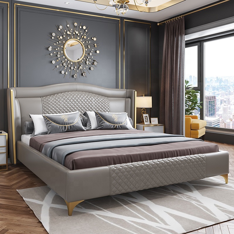 New Collection Full Size Bedroom Furniture Set PU Upholstered Elegant Bedroom Set Space Saving Home 