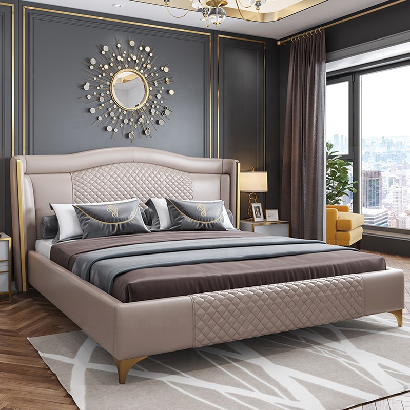 New Collection Full Size Bedroom Furniture Set PU Upholstered Elegant Bedroom Set Space Saving Home 