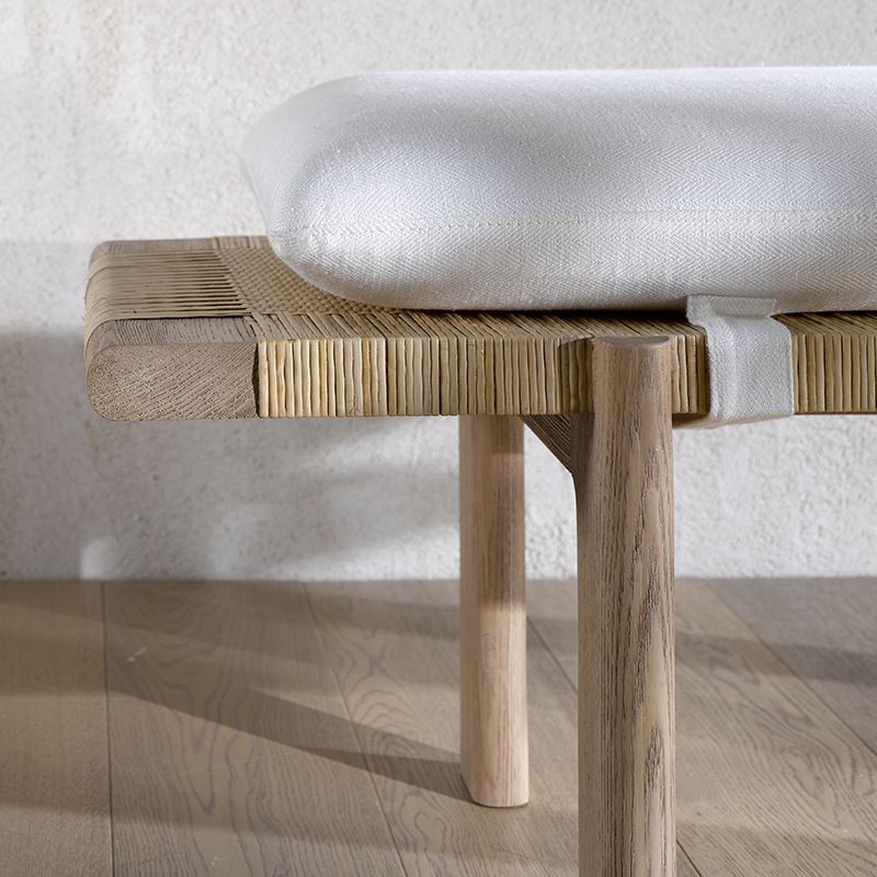 Nordic fashion high-end bedroom solid wood woven rattan bed end stool custom furniture