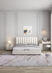 Royal luxury bedroom furniture bed genuine Leather bed red fabric luxury bedroom furniture