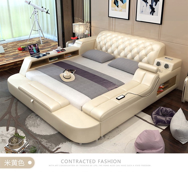 modern Double Bed With Storage massage functions multifunctional tatami furniture sets