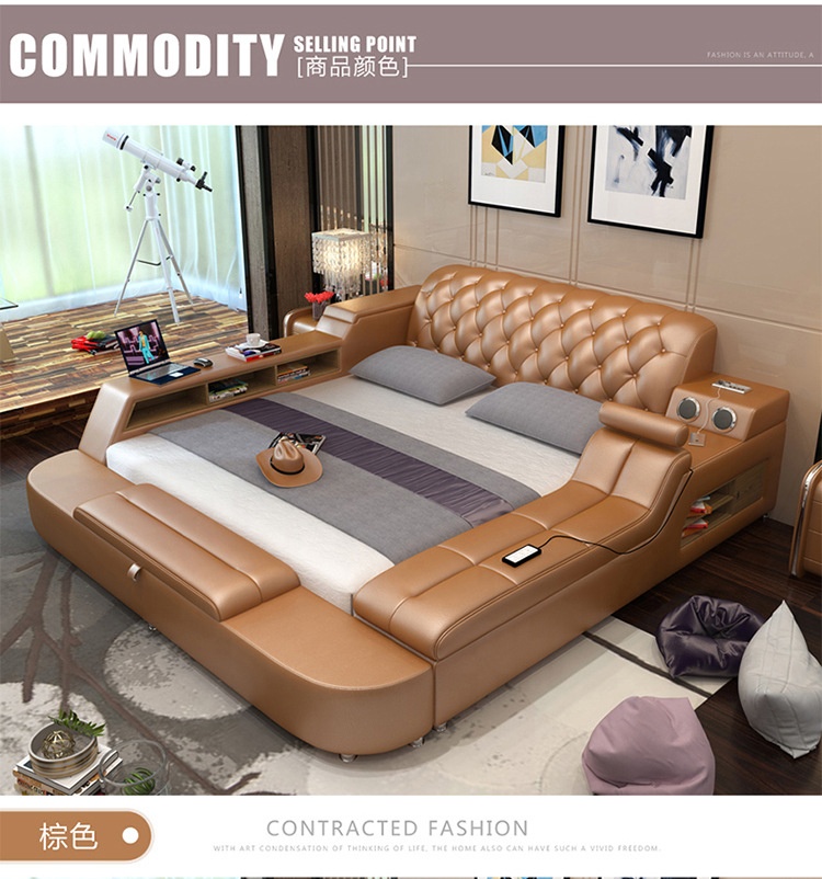 modern Double Bed With Storage massage functions multifunctional tatami furniture sets
