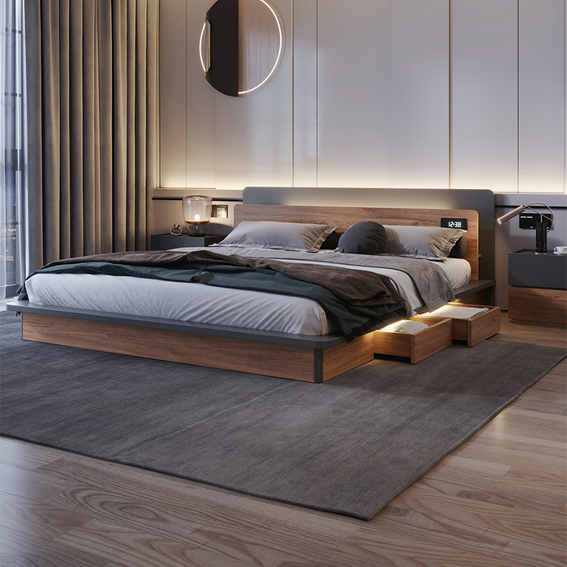 Luxury Bedroom Furniture Upholstered Modern Wood Beds Bed Room Set Furniture