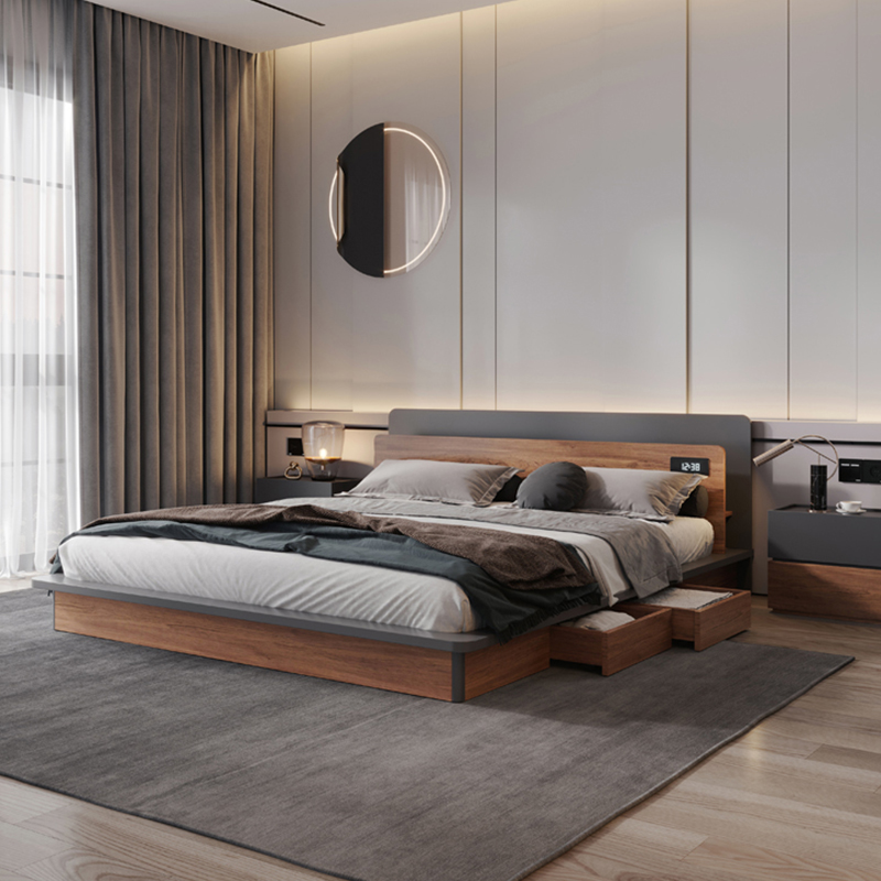 Luxury Bedroom Furniture Upholstered Modern Wood Beds Bed Room Set Furniture