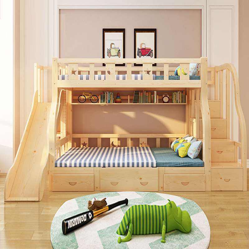 kid bedroom furniture children bunk bed with slide staircase table multiple colors and multiple comb