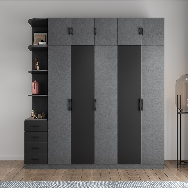 Hot Sale 2022 Elegant Dark Grey Modern Bedroom Furniture Full Bedroom Set Wooden Bed With Storage Dr