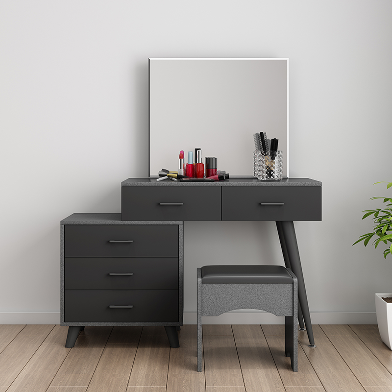 Hot Sale 2022 Elegant Dark Grey Modern Bedroom Furniture Full Bedroom Set Wooden Bed With Storage Dr