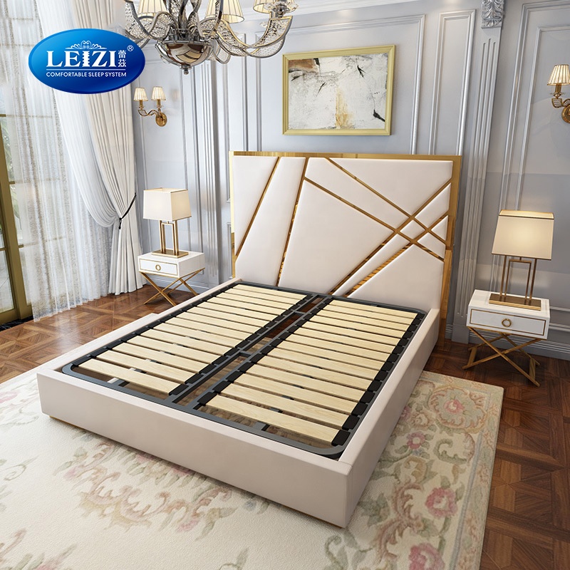 Leather Double King Size Solid Wood Modern Bed Frame Design Bedroom Furniture