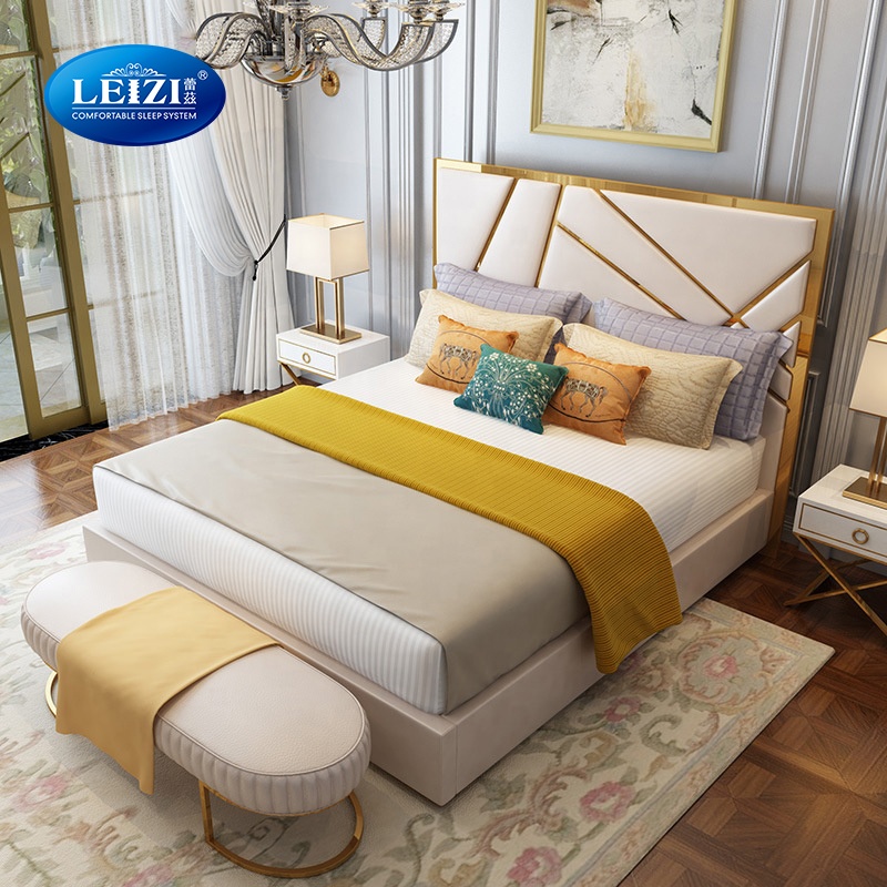 Leather Double King Size Solid Wood Modern Bed Frame Design Bedroom Furniture