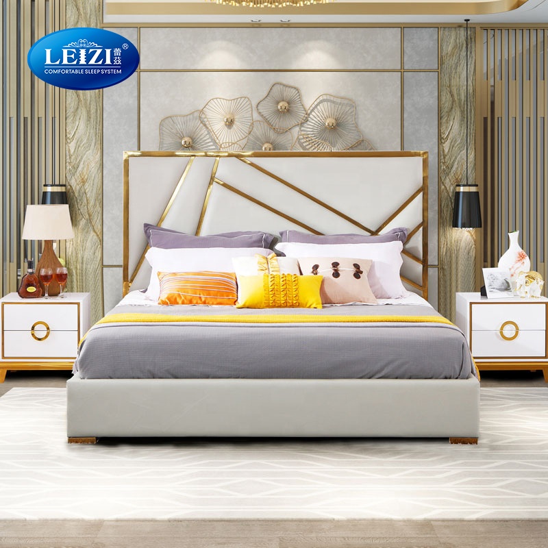 Leather Double King Size Solid Wood Modern Bed Frame Design Bedroom Furniture
