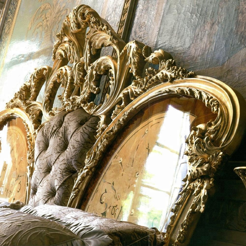 Royal baroque style solid wood expensive high gloss italian names bedroom furniture