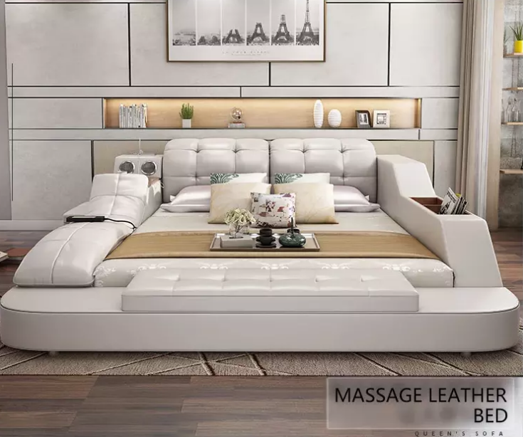 hot item Latest furniture Nordic style king size beds double cot bed with led designs bed room furni