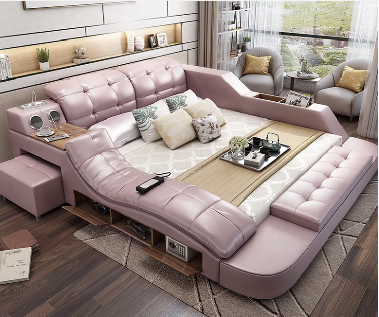 hot item Latest furniture Nordic style king size beds double cot bed with led designs bed room furni
