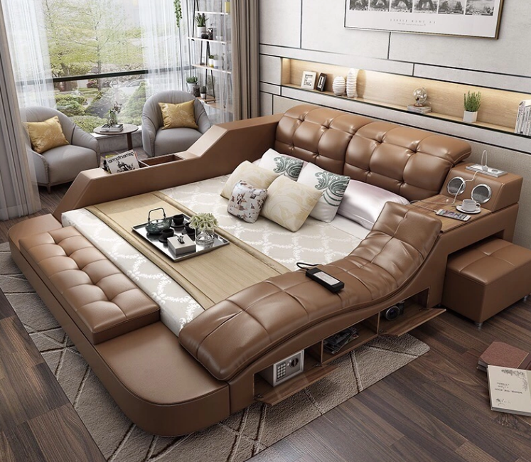 hot item Latest furniture Nordic style king size beds double cot bed with led designs bed room furni