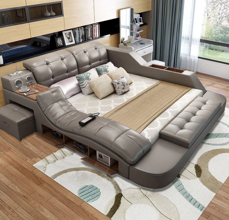 hot item Latest furniture Nordic style king size beds double cot bed with led designs bed room furni