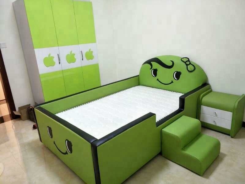 cartoon bed kids furniture with stair lovely girl's bed Y22