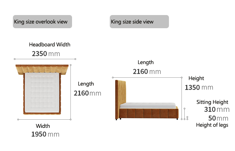 Mornadi Velvet Fabric Italian Design Modern Style King Size Soft Bed for Bedroom Furniture