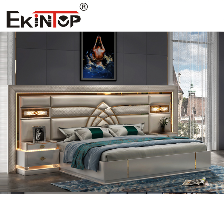 Ekintop king bed double modern bed room furniture bedroom set wooden bed furniture for sale